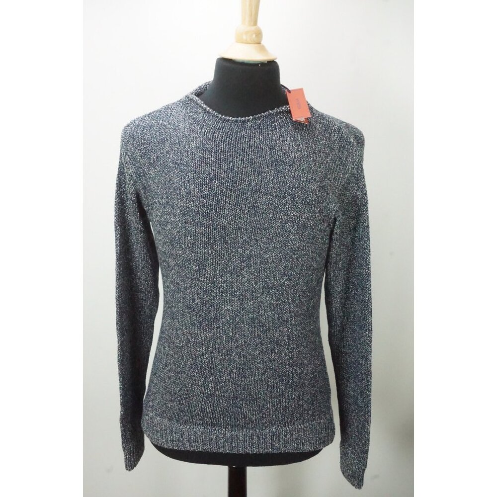 Isaia Napoli Girocollo Nautilus Donegal Navy Blue White Woven Sweater M NEW TAGS